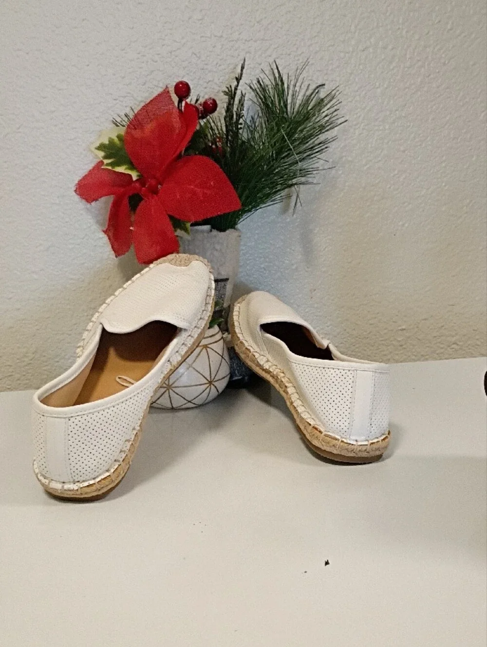 Time and Tru Women's Cream Perforated Espadrille Slip-Ons